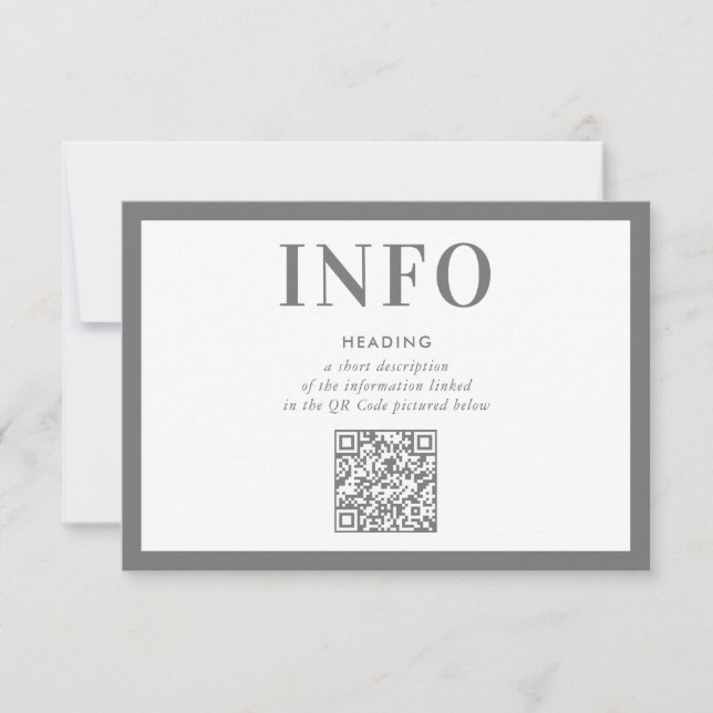 INFORMATION INSERT modern neutral grey QR Code Invitation (Front)