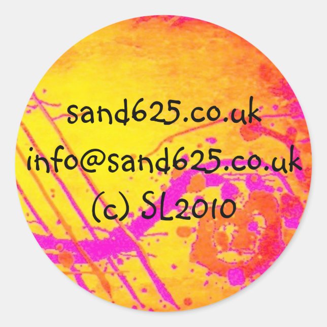 information sticker- hot pink abstract design classic round sticker (Front)