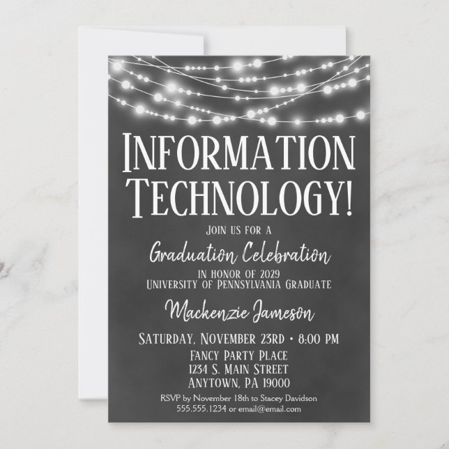 Information Technology Graduation Party Invitation (Front)