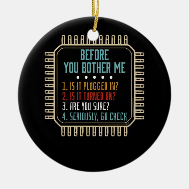 Information Technology Tech Technical Support Gift Ceramic Tree Decoration (Front)