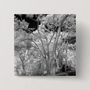 Infra red of trees buildings and trails in Las 2 15 Cm Square Badge