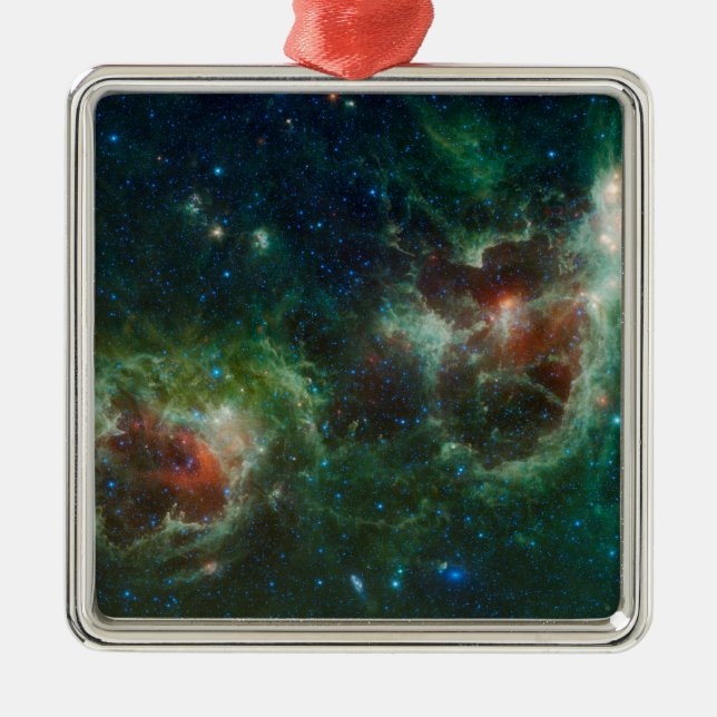 Infrared mosaic of the Heart and Soul nebulae Metal Tree Decoration (Front)