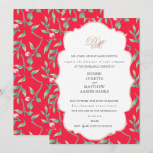 Infrared Tang and Gossamer Pink Rehearsal Dinner Invitation