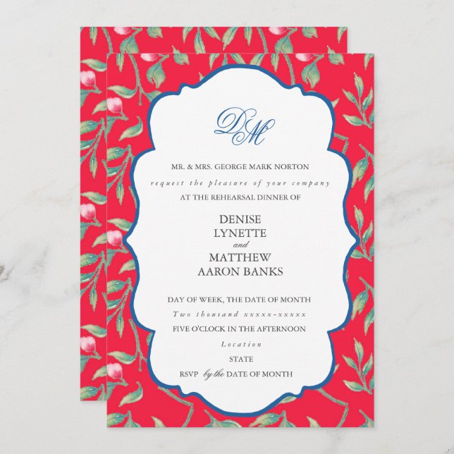 Infrared Tang Rehearsal Dinner Invitation (Front/Back)