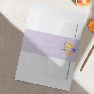 Infused with Love Cocktail Citrus Florals Lavender Invitation Belly Band