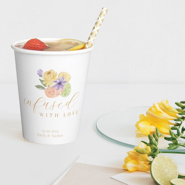 Infused with Love Cocktail Citrus Fruits & Florals Paper Cups (Creator Uploaded)