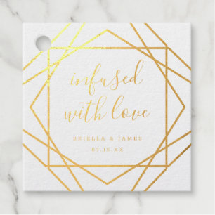 Infused with Love gold foil Favour Tags