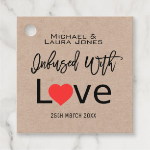 Infused With Love Kraft Paper Wedding Favour Tags