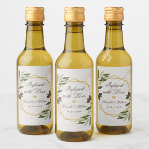 Infused with Love Olive Oil Wedding Favours Foliag Wine Label
