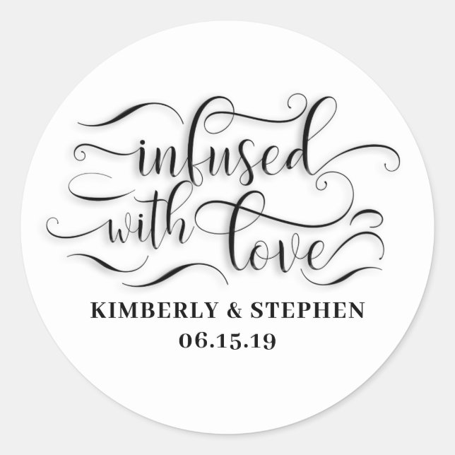 Infused With Love Wedding Classic Round Sticker (Front)
