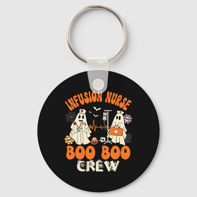 Infusion Nurse Boo Crew Halloween Nurse Ghost Cost Key Ring (Front)