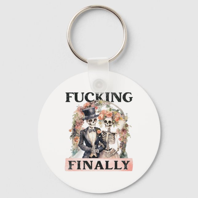 Ing Finally Bridesmaid Skeleton Bride Groom Hallow Key Ring (Front)