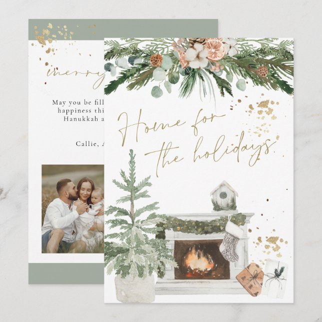 INGE Cosy Fireplace Scandinavian Christmas Card (Front/Back)