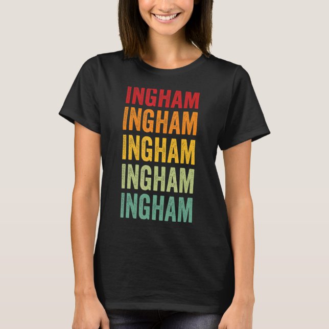 Ingham County Michigan Rainbow Text Design T-Shirt (Front)