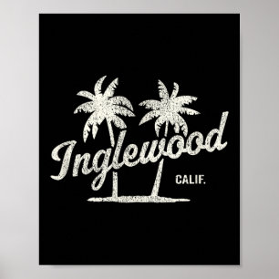 Inglewood California Vintage 70s Palm Trees Graphi Poster