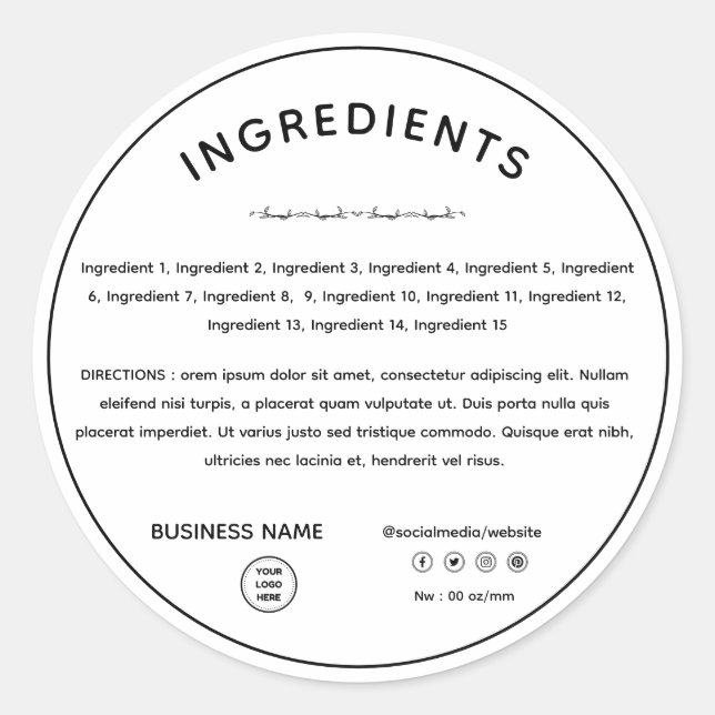 Ingredient Direction With Logo Product Label (Front)