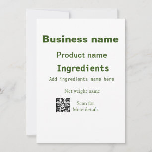 Ingredients add product name weight scan Q R detai Holiday Card