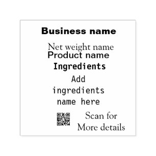 Ingredients add product name weight scan Q R detai Self-inking Stamp