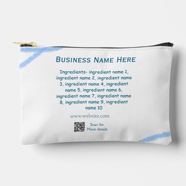 Ingredients name add business name website QR code Accessory Pouch (Front)