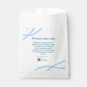 Ingredients name add business name website QR code Favour Bags