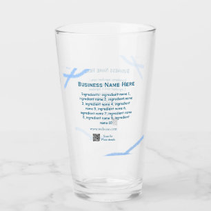 Ingredients name add business name website QR code Glass