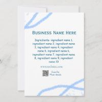 Ingredients name add business name website QR code
