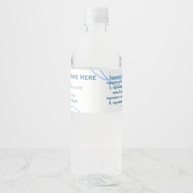 Ingredients name add business name website QR code Water Bottle Label (Front)