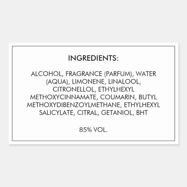 Ingredients Product Label (Front)