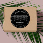 Ingredients Product Label<br><div class="desc">Modern,  simple design in black and white for personalised business ingredients product labels. Personalise this design for yourself! If you need to change text size,  text position just select the ''Customise it'' button and adjust the design for yourself.</div>