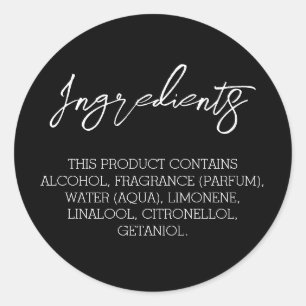 Ingredients Product Label Stickers