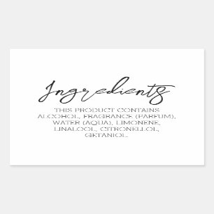 Ingredients Product Label Stickers