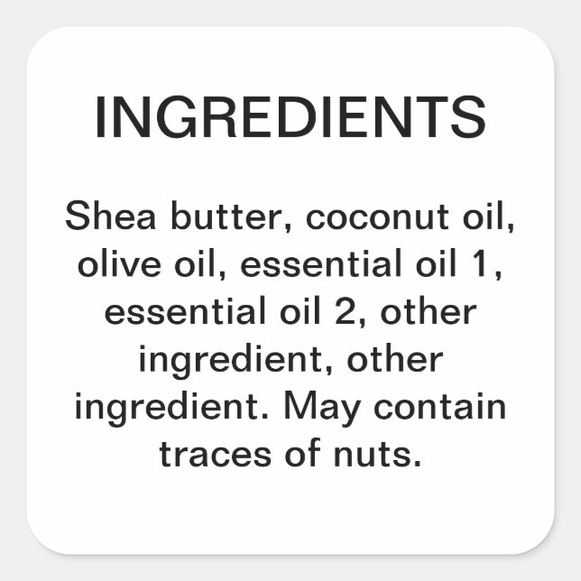 Ingredients simple business product label sticker (Front)