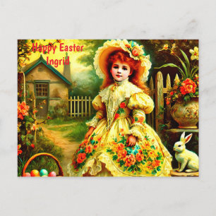 INGRID ~ HAPPY EASTER BUNNY GREETING ~  HOLIDAY POSTCARD