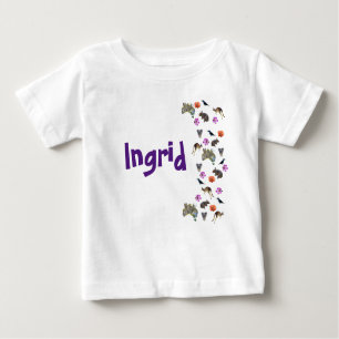 Ingrid, Name Logo With Australian Wildlife, Baby T-Shirt