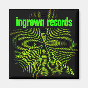 Ingrown Records Green Woodcut Spiral Small Magnet