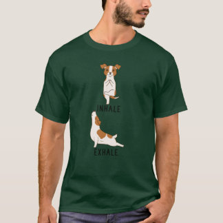 Inhale Ehale Jack Russellerrier Yoga retro friends T-Shirt