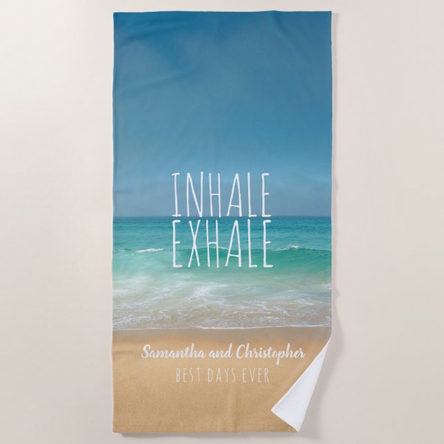 Inhale Exhale Caribbean Beach Paradise Memories Beach Towel (Front)
