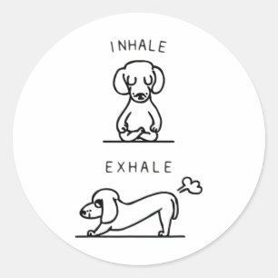 Inhale Exhale Dachshund Yoga  Classic Round Sticker