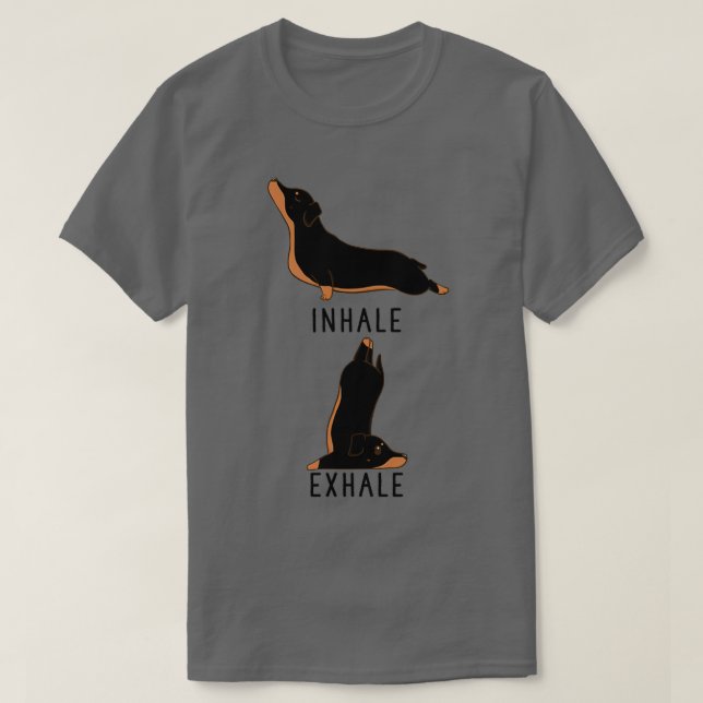 Inhale Exhale Dachshund Yoga T-Shirt (Design Front)