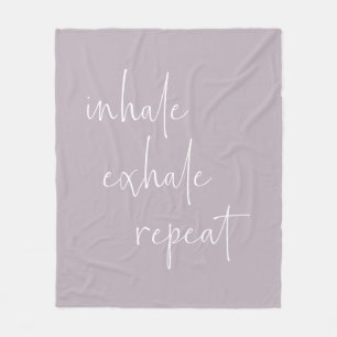 Inhale Exhale Inspirational Quote Minimalist Lilac Fleece Blanket
