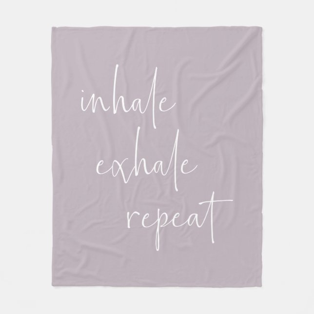 Inhale Exhale Inspirational Quote Minimalist Lilac Fleece Blanket (Front)