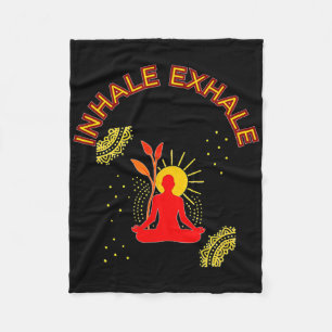 Inhale Exhale Meditation Energy Mandala Art Fleece Blanket