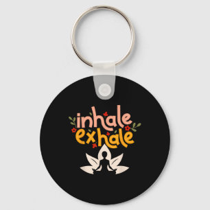 Inhale Exhale Meditation Energy Mandala Art Yoga W Key Ring