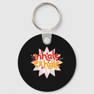 Inhale Exhale Meditation Energy Mandala Art Yoga W Key Ring