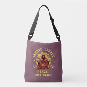 Inhale, Exhale Peace, Not Panic Bigfoot Meditation Crossbody Bag