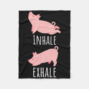 Inhale Exhale Pig Yoga Meditation Workout Exercise Fleece Blanket