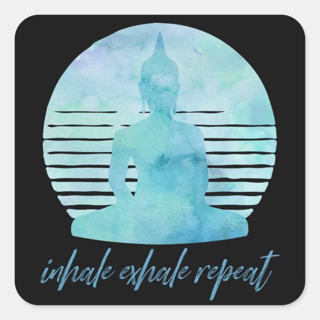 Inhale Exhale Repeat Blue Square Sticker (Front)