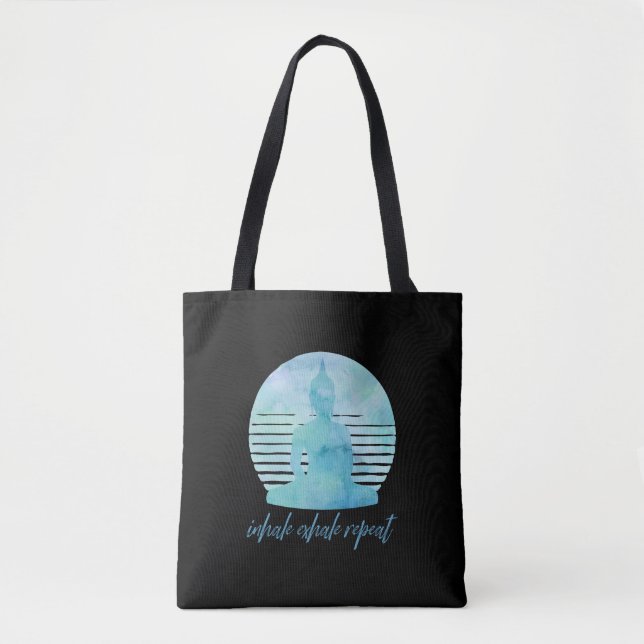 Inhale Exhale Repeat Blue Tote Bag (Front)