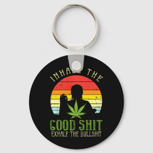 Inhale Good Exhale Bull Weed Yoga Gift Premium Tri Key Ring