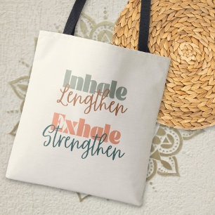 Inhale Lengthen Exhale Strengthen Quote Pilates Tote Bag